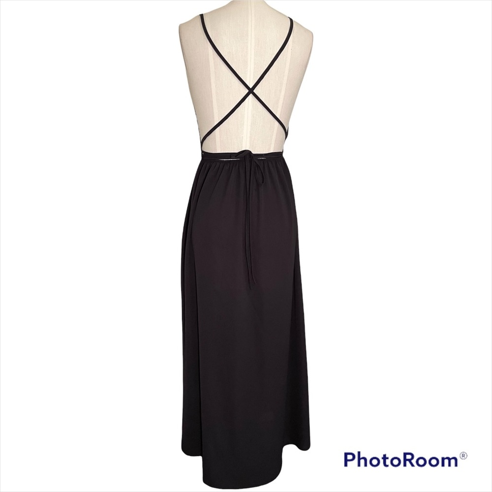 ❤️ NWOT! Black Plunge Front Grecian Maxi Dress - Picture 5 of 6